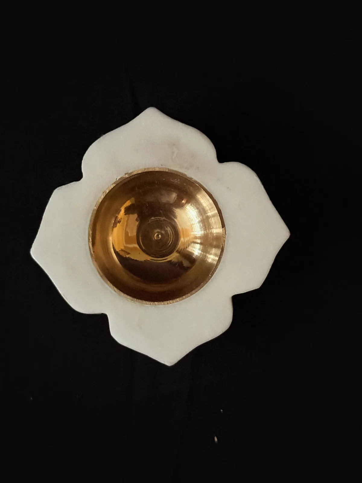 Premium Round Marble Diya Set With Brass Katori | Banswara White Marble Tea Light Holder | Elegant Festive And Home Decoration | Pack Of 2