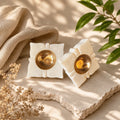 Tvishara Handcrafted Square Banswara White Marble Tea Light Candle Holder And Diya With Brass Katori | Modern Luxury Home Decor | Pack Of 2