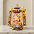 Indian White Marble Bani Thani Lamp With Traditional Rajasthani Painting | Handcrafted Decorative Led Night Light For Living Room, Bedroom And Home Decor