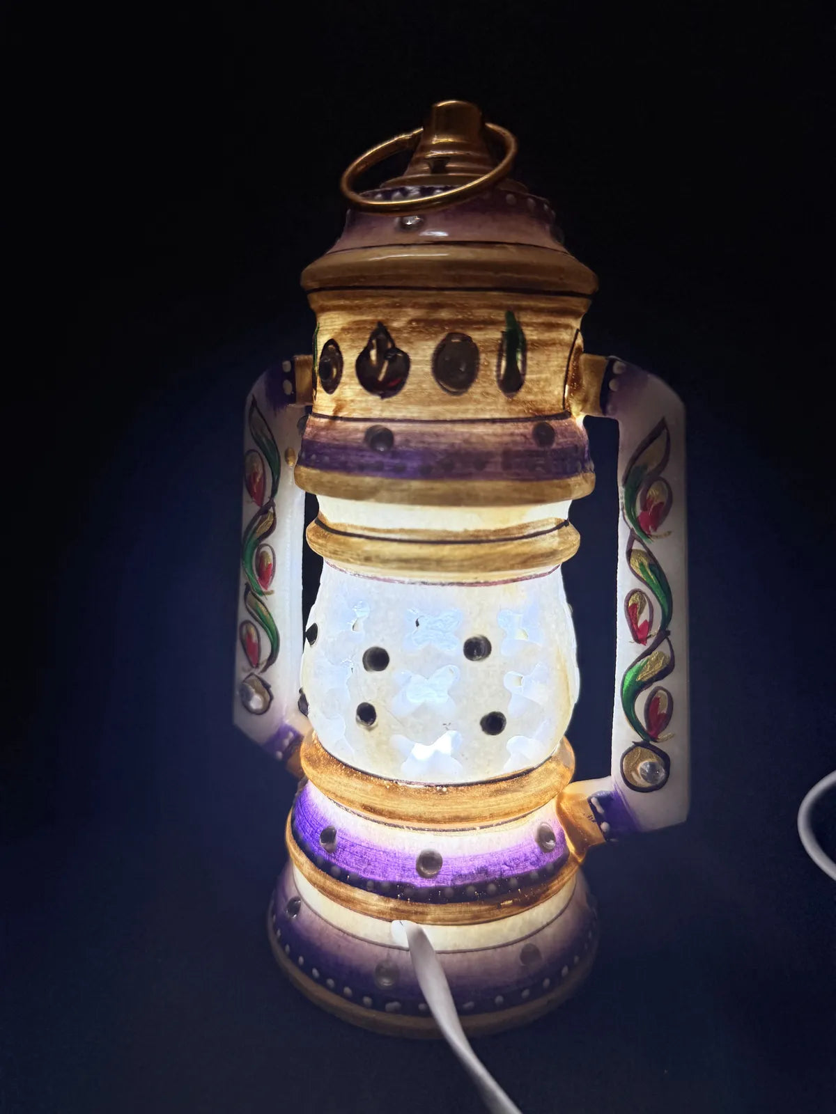 Luxury Makrana White Marble Vintage Lantern Lamp | Intricate Jali Carving With Hanging Option | Handmade Indian Marble Decorative Led Light