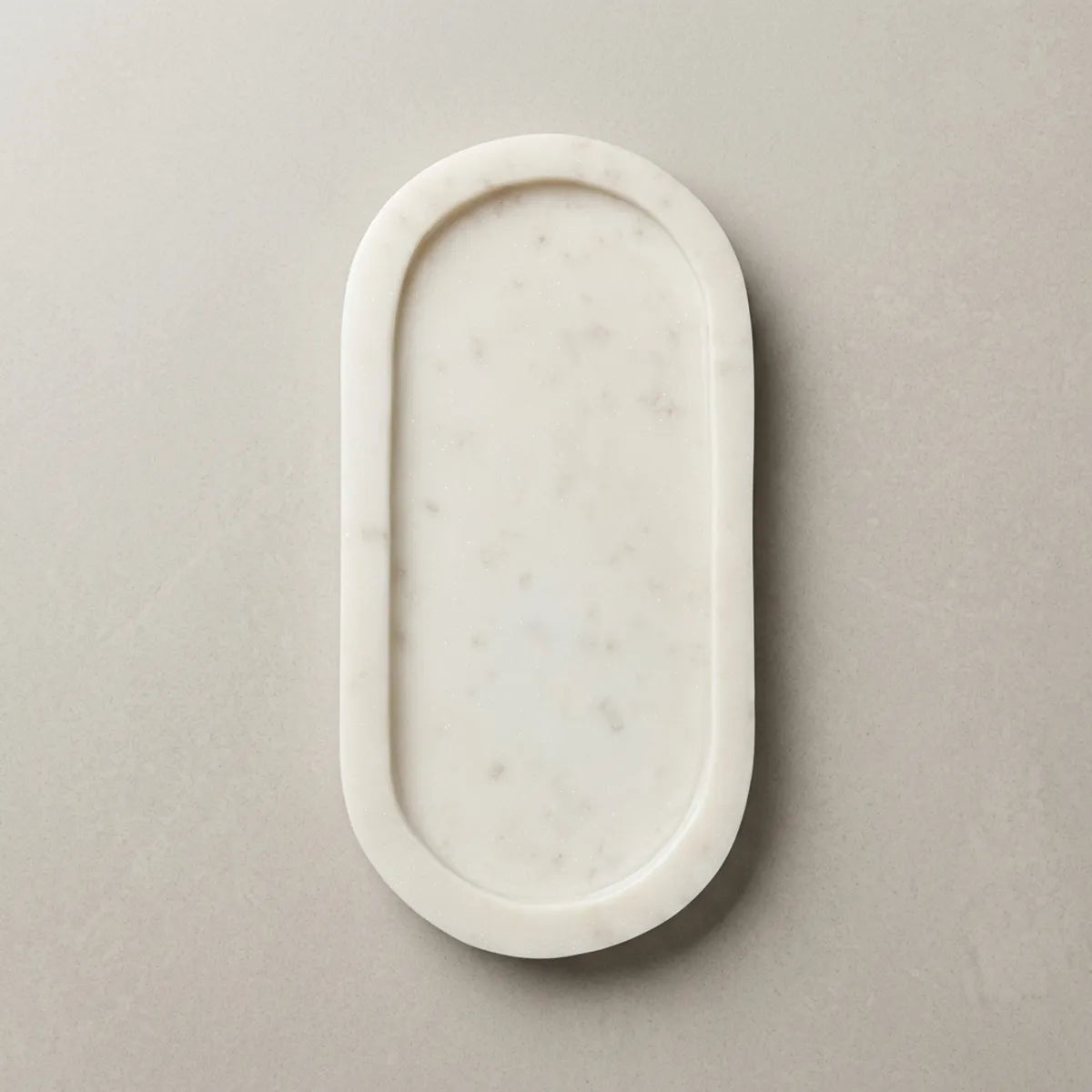 Handcrafted Banswara Marble Oval Tray - Elegant Multipurpose Organizer For Vanity, Bathroom, Coffee Table And Luxury Home Decor
