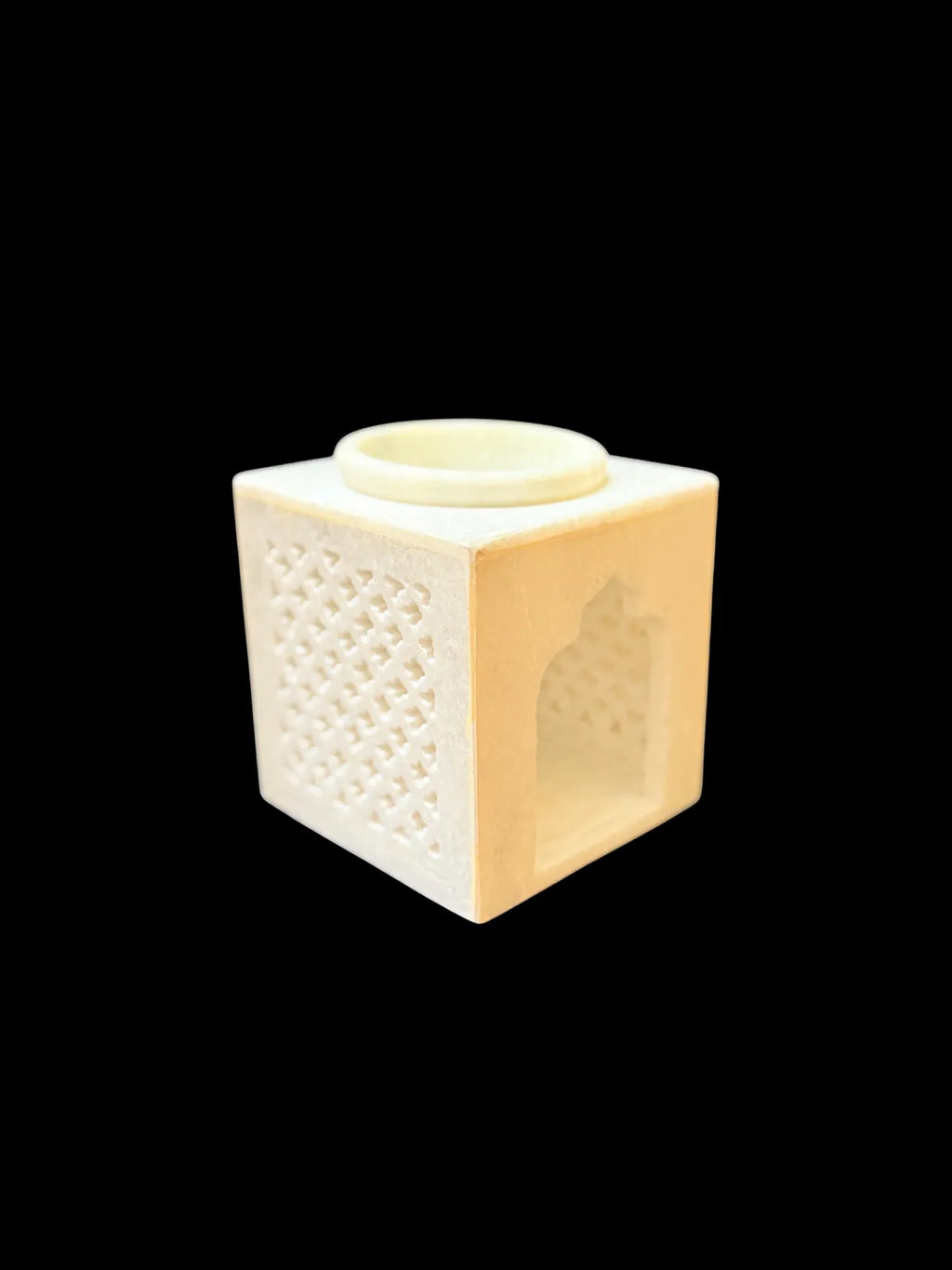 Handcrafted Indian White Marble Aroma Diffuser Gift Set - Jali Carved Essential Oil Burner With Premium Fragrance Oils And Tea Lights