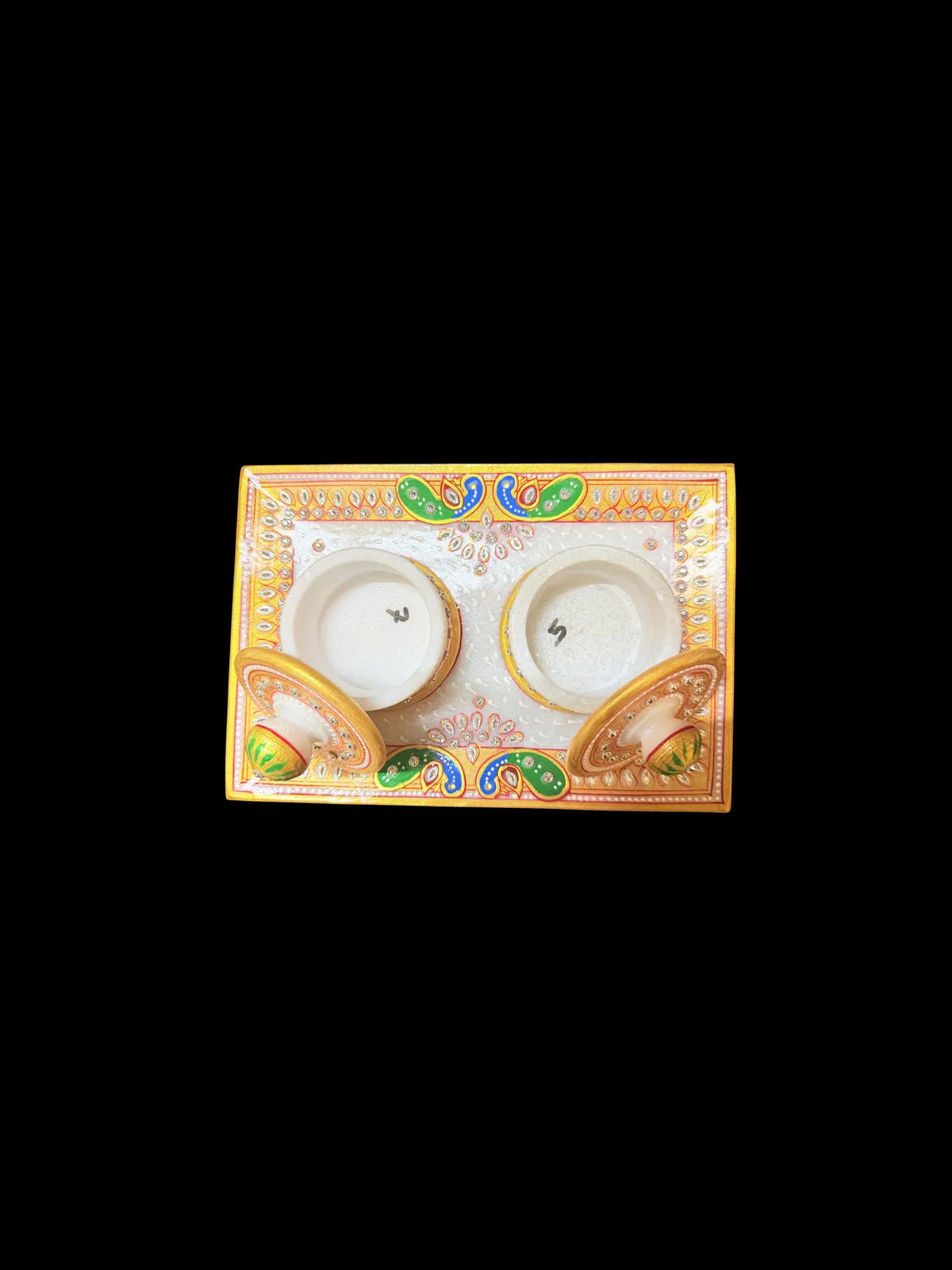 Handcrafted Banswara Marble Decorative Tray Set With Twin Storage Bowls - Luxury Home Decor, Serving And Organization Solution