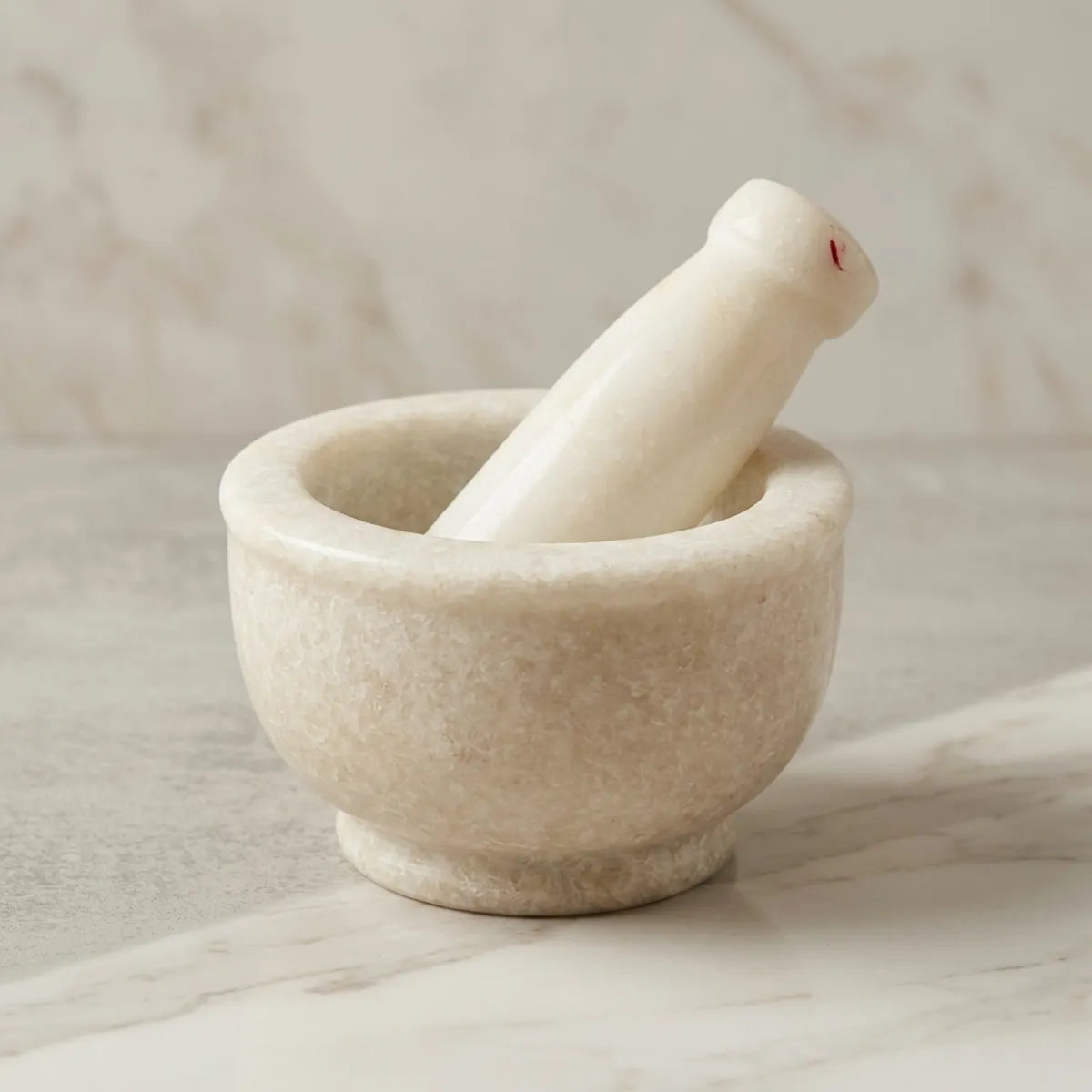 Handcrafted Indian White Marble Mortar And Pestle - Traditional Stone Spice Grinder For Authentic Flavors