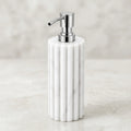 Luxury Banswara Marble Soap Dispenser | Handcrafted Fluted Bathroom Lotion Pump | Premium Indian Exotic Marble Soap And Hand Wash Dispenser For Bathroom Vanity