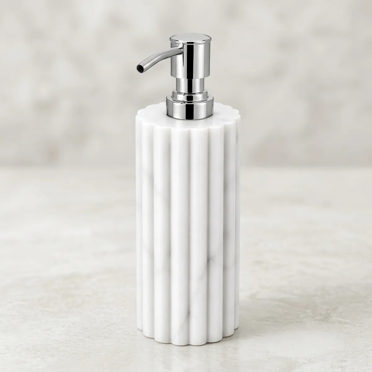 Luxury Banswara Marble Soap Dispenser | Handcrafted Fluted Bathroom Lotion Pump | Premium Indian Exotic Marble Soap And Hand Wash Dispenser For Bathroom Vanity