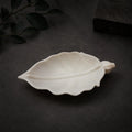Makrana White Marble Leaf-Shaped Platter | Handcrafted Decorative Marble Tray For Fruits, Potpourri, Candles And Table Decor
